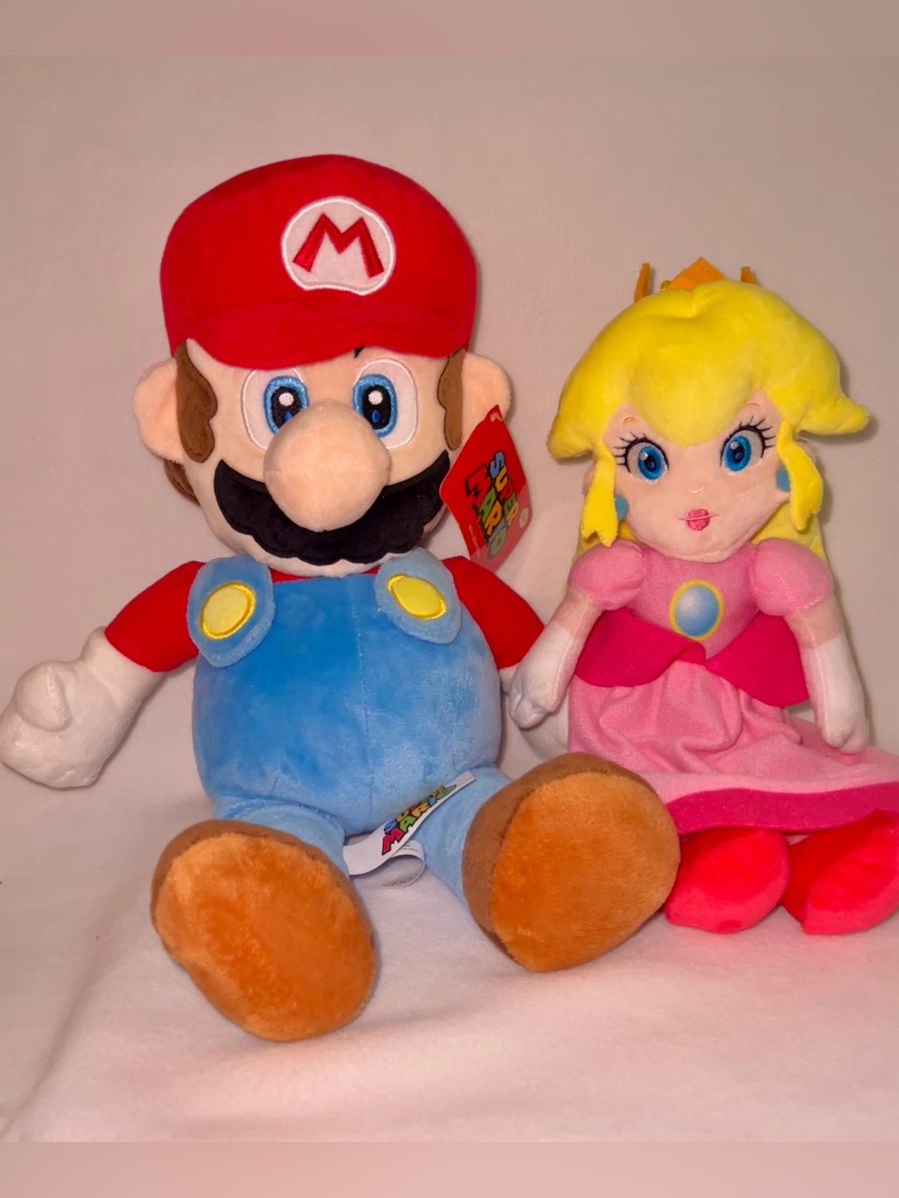 Nintendo Super Mario & Princess Peach Plush Duo - Red, Blue, Pink, Yellow